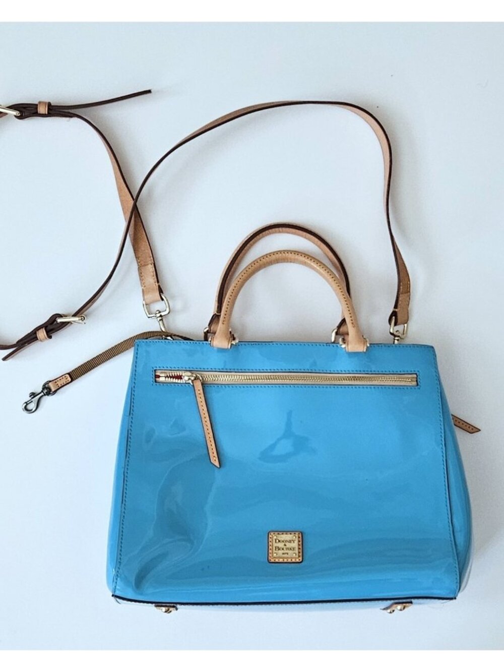 Dooney & Bourke Lagoon Blue Patent Leather Crossbody Bag Purse